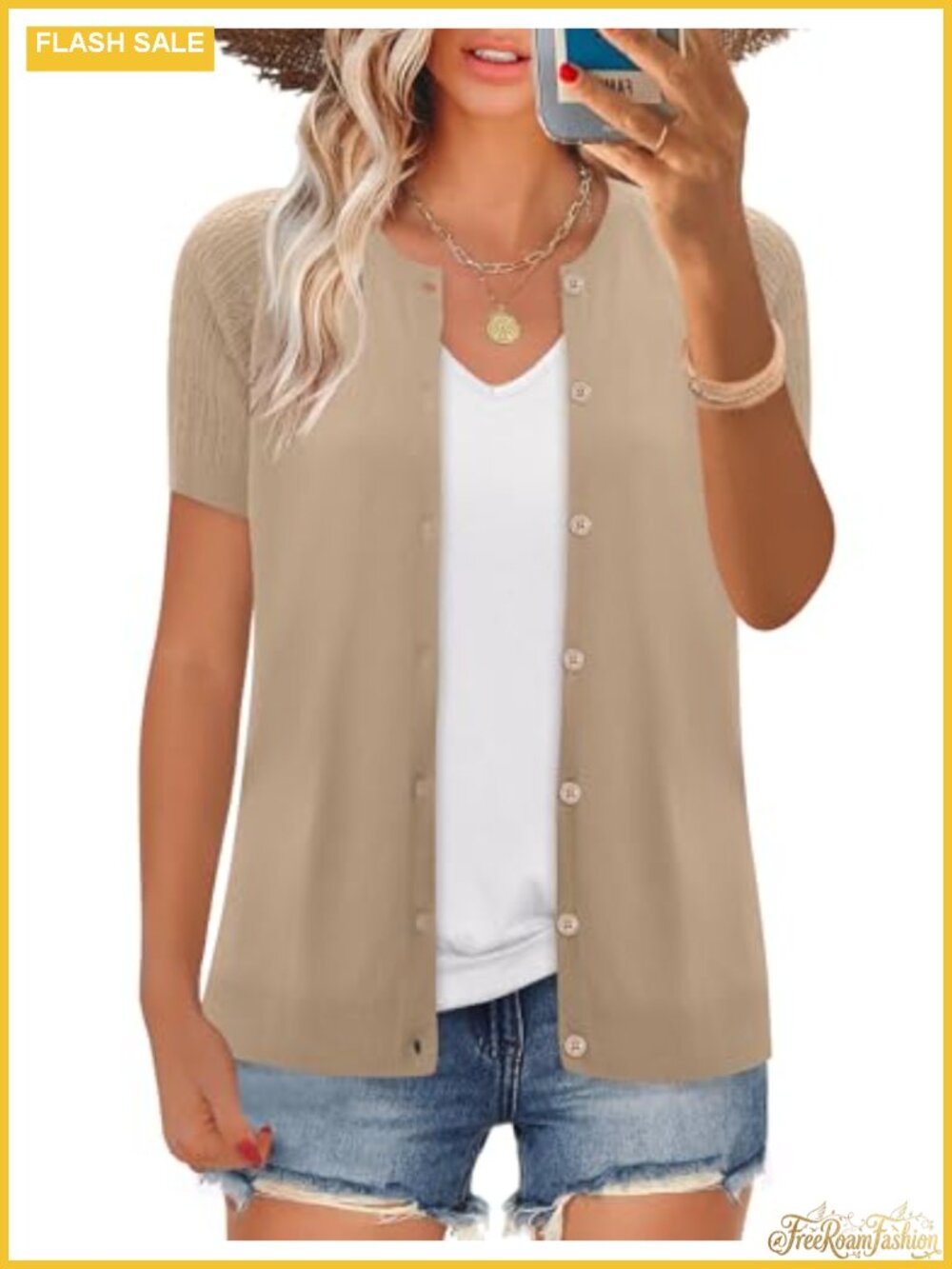 Short Sleeve Cardigan Button Up Hollowed Out Shrug Crochet Knit Sweater